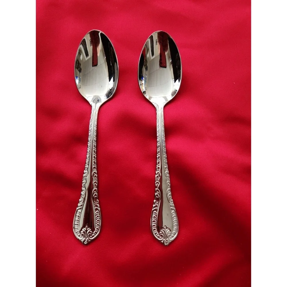 Reed & Barton Louis Philippe 18/10 Stainless Steel Teaspoons Set of 2 Floral